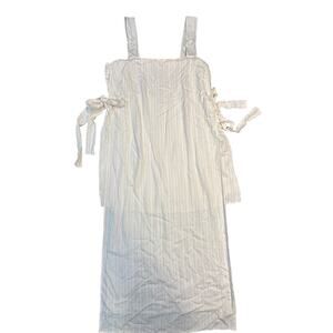 asos Maxi Sheath Dress with short inner skirt & side tie Beige w light stripes